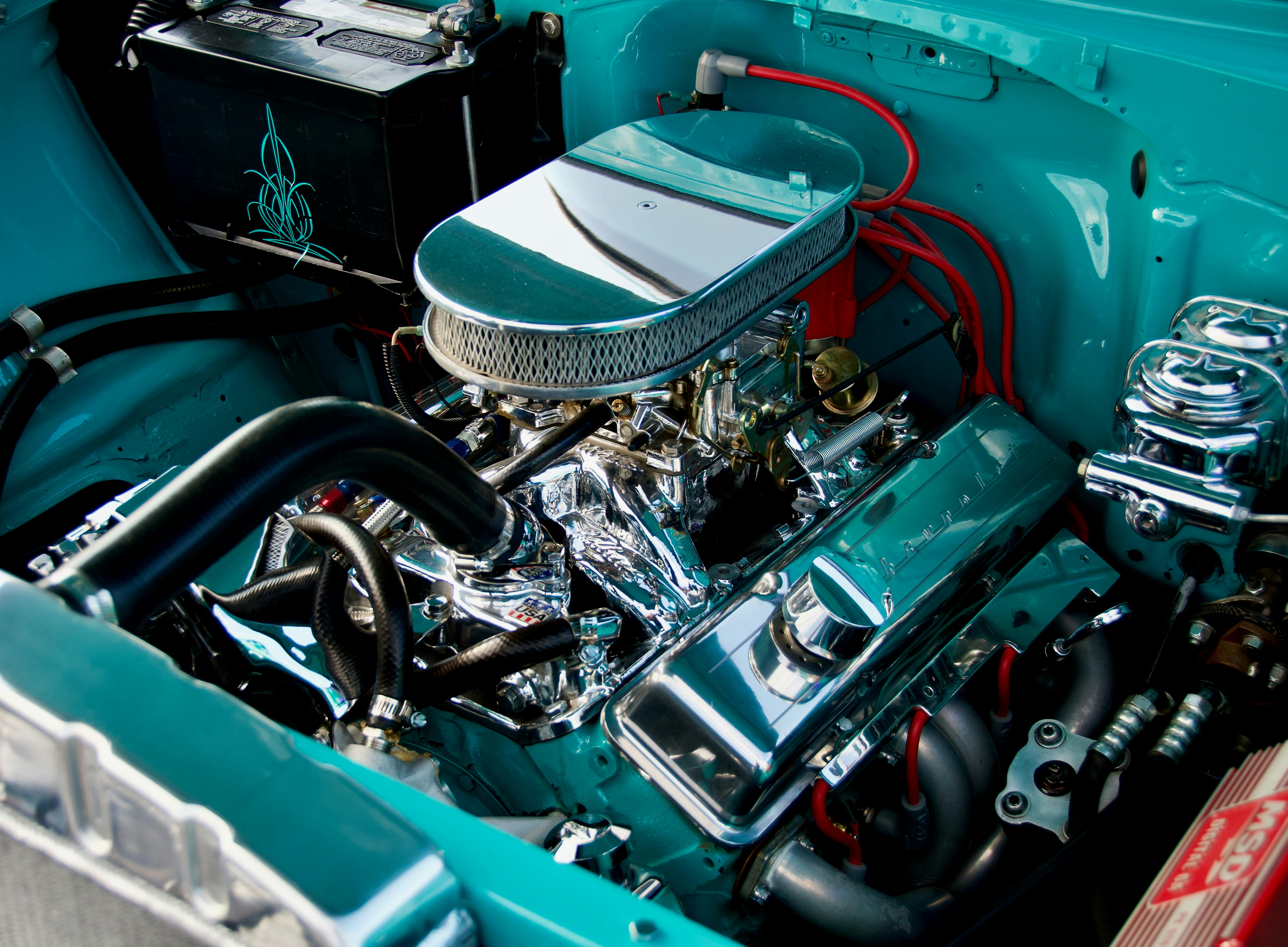 Close-up of a modern car engine